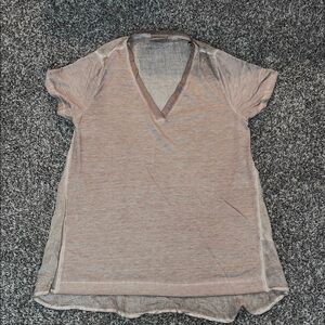 Mauve Pink Pink V-Neck Short Sleeve Top